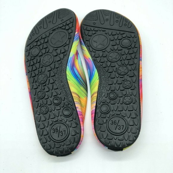 Met 520 Womens Water Shoes Slip On Fabric Rainbow Stripe Colorful 36/37 US 5-5.5 - Picture 4 of 4